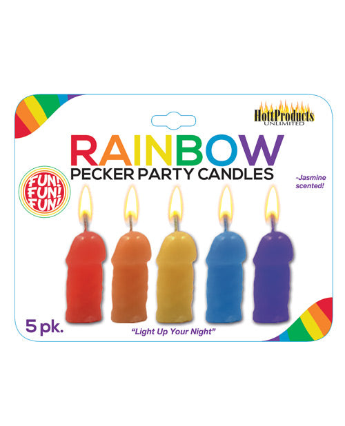 Candles - Rainbow Pecker Party Candles - Asst. Colors Pack Of 5