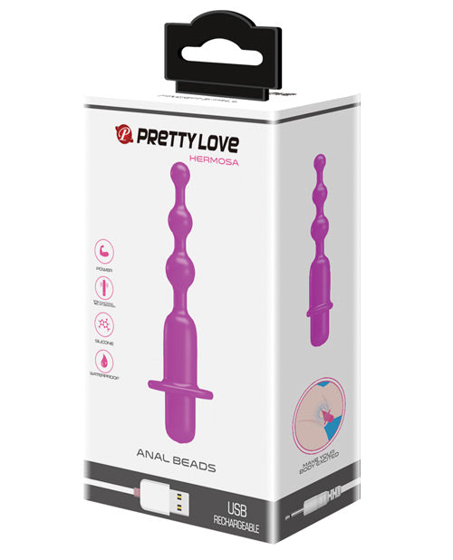 Anal Products - Pretty Love Hermosa Anal Beads Vibrator - 12 Function Fuchsia