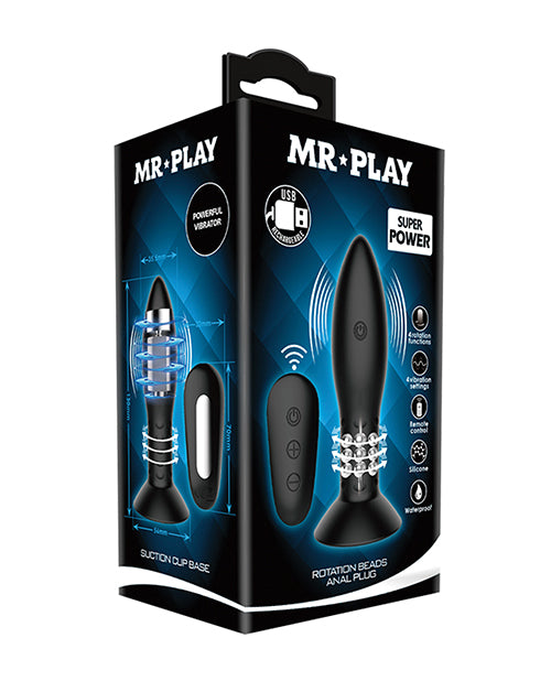 Anal Products - Mr. Play Rotating Bead Butt Plug - Black