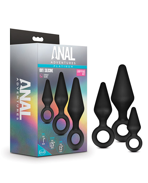 Anal Products - Blush Anal Adventures Platinum Silicone Loop Plug Kit - Black
