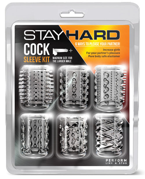 Blush Stay Hard Cock Sleeve Kit - Clear Box Of 6