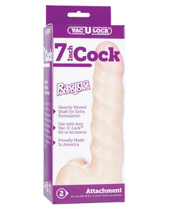 Dongs & Dildos - Vac-u-lock 7" Raging Hard On Realistic Cock - White
