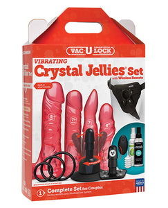 Dongs & Dildos - Vac-u-lock Vibrating Crystal Jellies Set W-wireless Remote - Pink