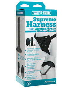 Strap Ons - Vac-u-lock Supreme Harness W-vibrating Plug - Black