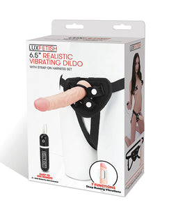 Strap Ons - Lux Fetish 6.5" Realistic Vibrating Dildo W-strap On Harness Set
