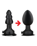 Anal Products - Lux Fetish 4" Inflatable Vibrating Butt Plug W-suction Base - Black