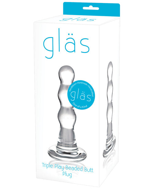 Anal Products - Glas Triple Play Beaded Butt Plug - Clear