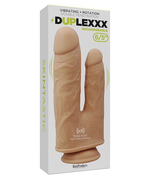 Dongs & Dildos - Skinsations Duplexx Vibrating & Rotating Double Dildo - Flesh