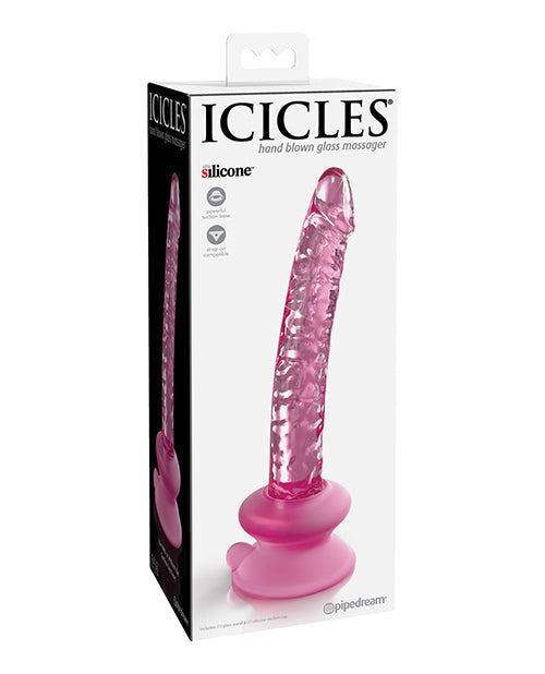 Dongs & Dildos - Icicles No. 86 Hand Blown Glass Massager W-suction Cup - Pink