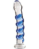 Dongs & Dildos - Icicles No. 5 Hand Blown Glass Massager - Clear W-blue Swirls