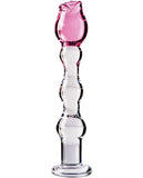 Dongs & Dildos - Icicles No. 12 Hand Blown Glass Massager - Clear W-rose Tip