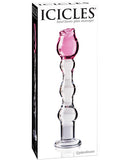 Dongs & Dildos - Icicles No. 12 Hand Blown Glass Massager - Clear W-rose Tip