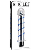 Dongs & Dildos - Icicles No. 20 Hand Blown Glass Vibrator Waterproof - Clear W-blue Swirls