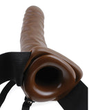Strap Ons - Fetish Fantasy Series 8" Vibrating Hollow Strap On - Brown