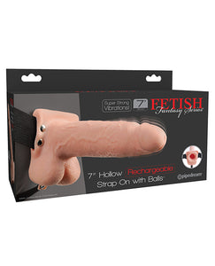 Strap Ons - Fetish Fantasy Series 7" Hollow Rechargeable Strap On W-balls - Flesh