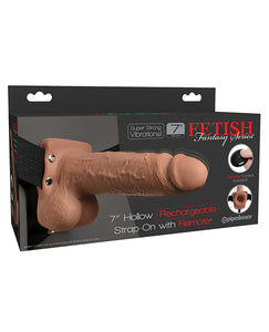 Strap Ons - Fetish Fantasy Series 7" Hollow Rechargeable Strap On W-remote - Tan