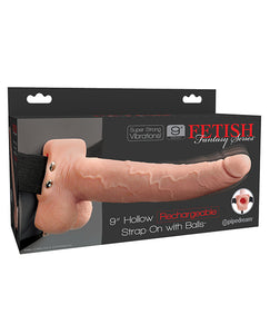 Strap Ons - Fetish Fantasy Series 9" Hollow Rechargeable Strap On W-balls - Flesh
