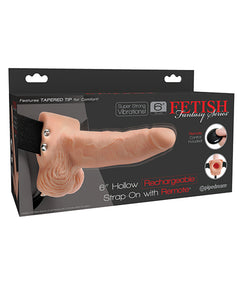 Strap Ons - Fetish Fantasy Series 6" Hollow Rechargeable Strap On W-remote - Flesh