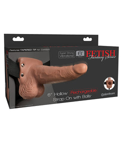 Strap Ons - Fetish Fantasy Series 6" Hollow Rechargeable Strap On W-balls - Tan