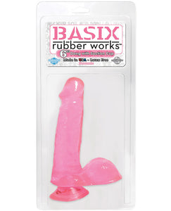 Dongs & Dildos - Basix Rubber Works 6" Dong W-suction Cup - Pink