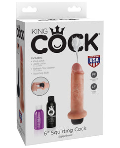 Squirting and ejaculating dildo: Package with pump, liquid and dildo