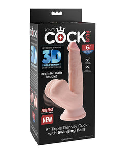Dongs & Dildos - King Cock Plus Triple Density Cock W/swinging Balls - Ivory