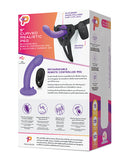 Strap Ons - Pegasus 6" Rechargeable Curved Peg W-adjustable Harness & Remote Set - Purple