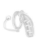 Shots Man Cage 4.5" Cock Cage W-plug 11 - Clear