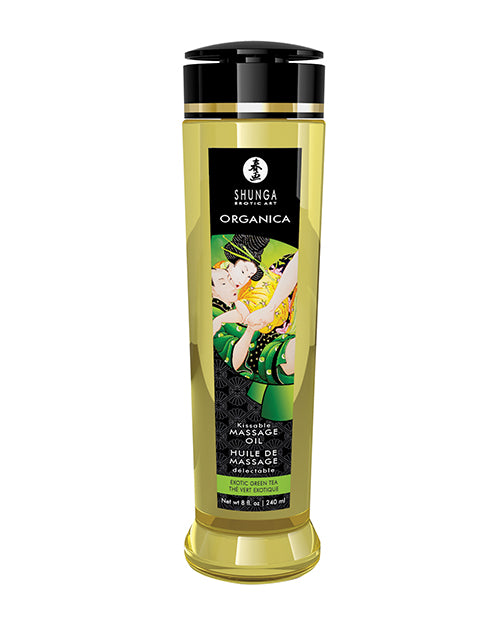 Lubricants - Shunga Organic Kissable Massage Oil - 8.5 Oz Exotic Green Tea
