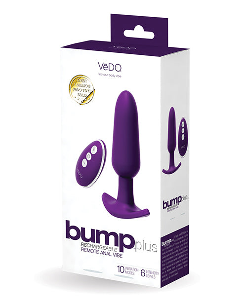 Anal Products - Vedo Bump Plus Rechargeable Remote Control Anal Vibe - Deep Purple