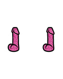 Novelties - Wood Rocket Sex Toy Dildo Earrings - Pink Glitter