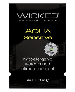Lubricants - Wicked Sensual Care Hypoallergenic Aqua Sensative Water Based Lubericant - .1 Oz