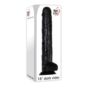 Adam & Eve Dark Rider 15 in. Dildo With Balls Black