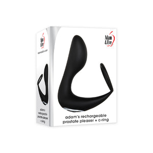 Adam & Eve Adam's Rechargeable Prostate Pleaser + C-Ring Vibrating Cockring and Prostate Stimulator Black
