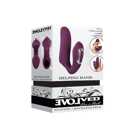 Evolved Helping Hand Rechargeable Silicone Dual Stimulating Finger Vibrator Plum