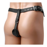 Leather-strapon - Leather Butt Plug Harness With Cock Ring