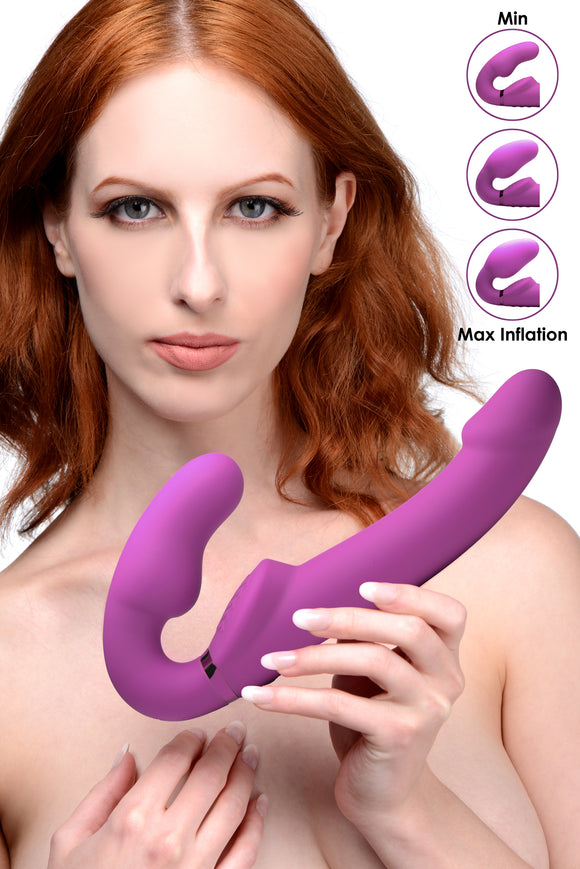 Strapless-strapon - Worlds First Remote Control Inflatable Vibrating Silicone Ergo Fit Strapless Strap-on
