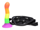 Dildoharness - Proud Rainbow Silicone Dildo With Harness