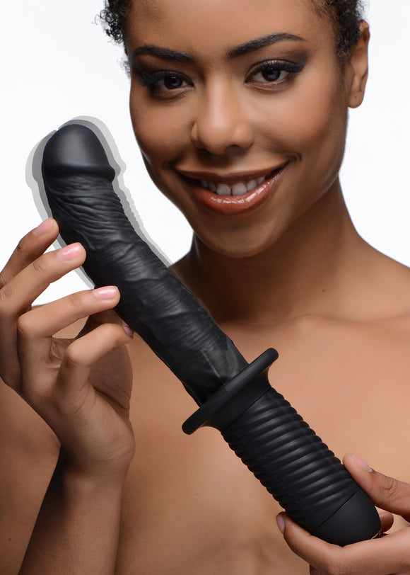 Dongs & Dildos - The Large Realistic 10x Silicone Vibrator With Handle