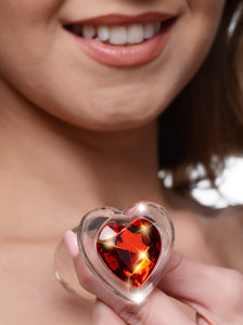 Anal Products - Red Heart Gem Glass Anal Plug
