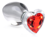 Anal Products - Red Heart Gem Glass Anal Plug