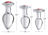 Anal Products - Red Heart Gem Glass Anal Plug Set
