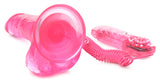 Pink vibrating dildo with suction cup 