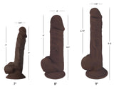 Dongs & Dildos - Silexpan Hypoallergenic Silicone Brown Bendable Dildo With Balls - Available in : 7" 8" 9"