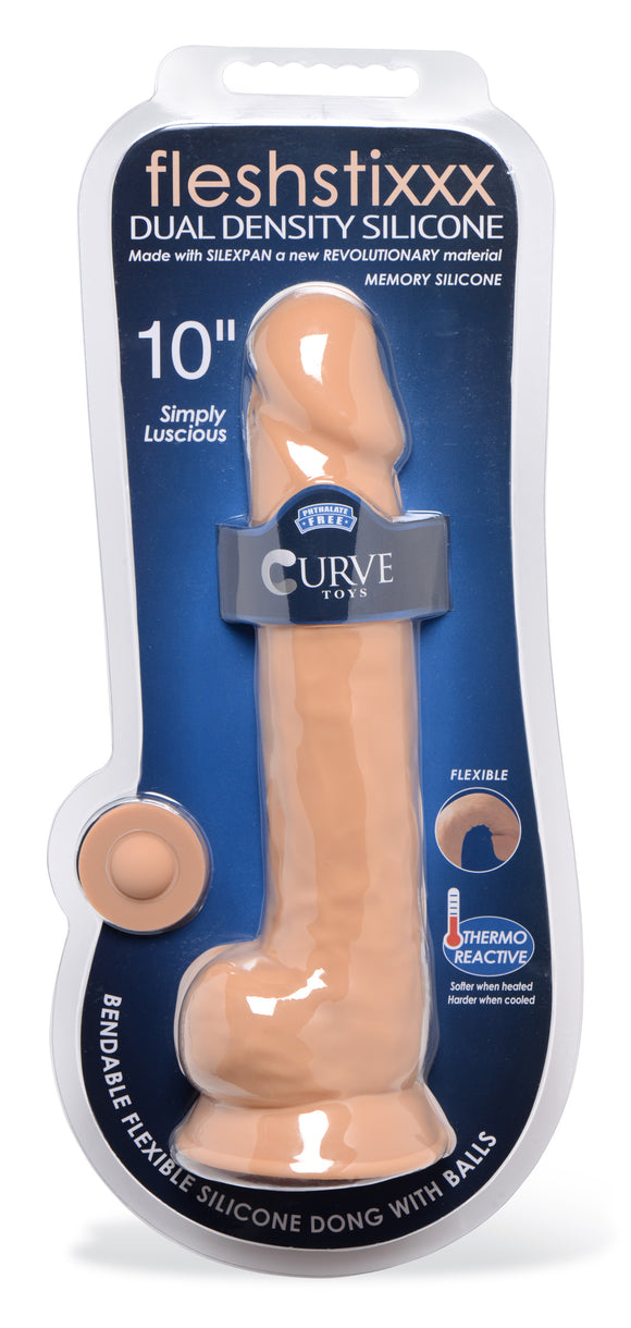Dongs & Dildos - Silexpan Hypoallergenic Silicone Dildo With Balls - 10 Inch