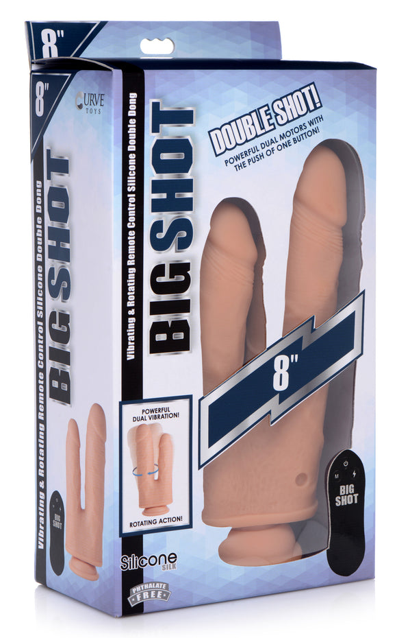 Dongs & Dildos - Vibrating And Rotating Remote Control Silicone Double Dildo